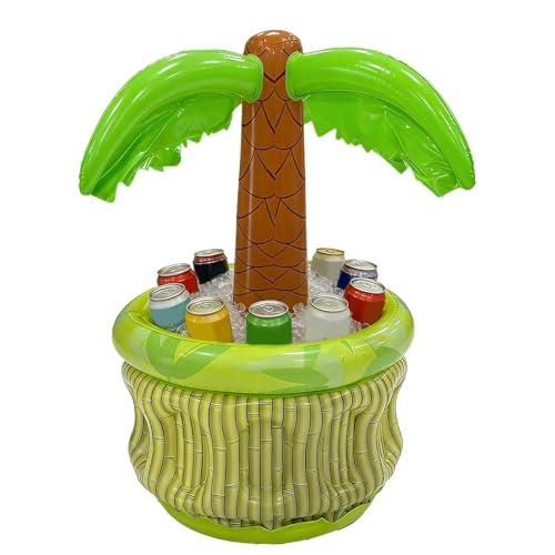 Glacière gonflable flottante avec porte-boissons palmier pour piscine