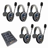 EARTEC Ultralite PRO16 ETP5S Full-Duplex Professional True Wireless Intercom System with 5 Single Headsets (2.4 GHz)