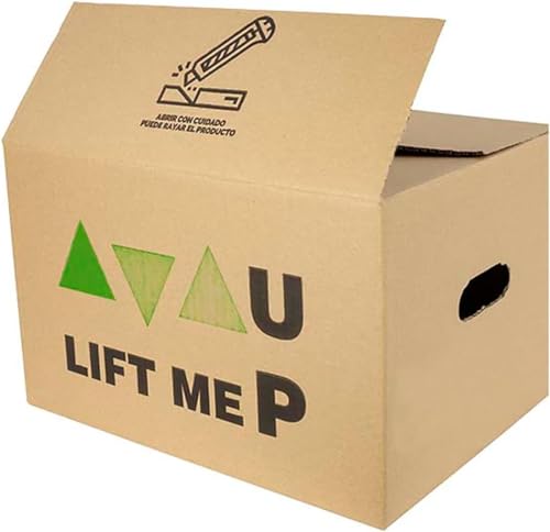 Chely Intermarket Cajas para mudanza de cartón 50x70x40 (10 uds) Canal simple LIFT ME UP. 100% reciclables