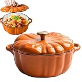 Schmortopf aus emailliertem Gusseisen mit Deckel, Dutch Oven Topf mit Deckel, Kürbis-Keramik-Dessert-Kochtopf, niedlicher Halloween-Dekor-Kürbis-Topf, überdachter Dutch Oven Suppentopf Backform, für