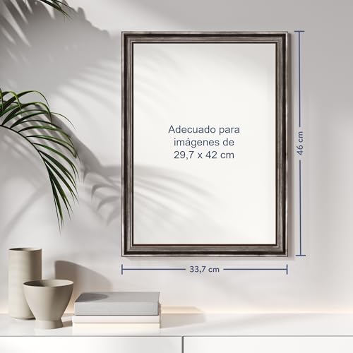 Miniatura 5 de Wandstyle Marcos De Fotos A3 Vintage, Marco Plateado Para Cuadro Y Poster, Marcos Para Cuadros 30x42 Cm, Marco Fotos A3 Madera, Portaretratos De Pared, Picture Frame H400 - Made In Germany