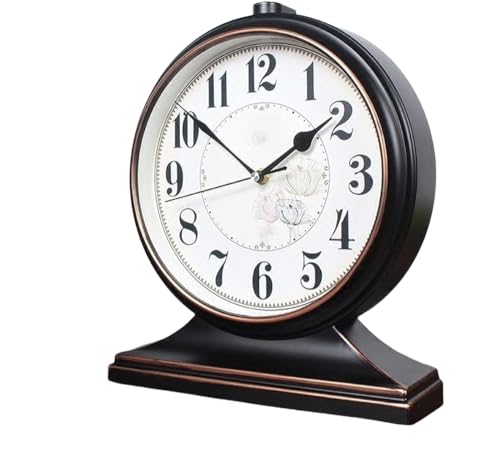Reloj de mesa vintage de cuarzo silencioso, funciona con pilas, reloj de escritorio decorativo para el hogar, sala de estar y dormitorio