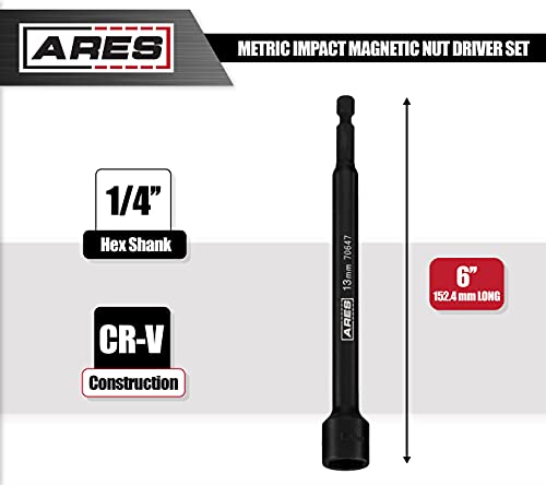 Ares 70647-13Mm Magnetic Impact Nut Driver - Impact Grade Nut Setter With Industrial Strength Magnet #TOP1
