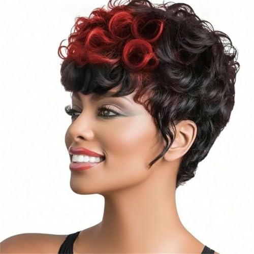 Short Curly Pixie Cut Wig Synthetic For Black Women Natural