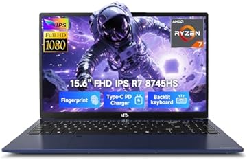 15.6" Light-Gaming-Laptop, 8 Cores AMD Ryzen 7 8745HS 16GB DDR5 RAM 512GB SSD (Beat R9 6900HX, up to 4.9GHz) Radeon 780M GPU IPS FHD Computer with 100W Type-C Fingerprint, Backlit Keyboard