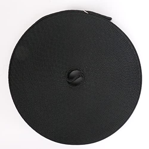 Devobunch Nylon Webbing Straps, 1 Inch Wide Heavy Duty Nylon Strap, Durable Flat Rope Webbing, 10 And 25 Yard Roll For Backpack Strapping, Tie-Down, Dog Leash, 18 Vibrant Colors (Black, 10 Yard) #TOP6