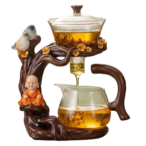 Set da tè semi automatico Teiera magnetica con infusore Animale Buddha Design Resistente al calore Set da tè in vetro Kung Fu per casa Ufficio Viaggi Gongfu Birra cinese