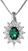 Sterling Silver Created Emerald and Created White Sapphire Oval Pendant Necklace, 18"