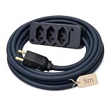 Extensão Elétrica Profissional Reforçada 5 Metros, 3 Tomadas 10A /20A, Cabo PP 2x2,00mm, Bivolt 250V, Preto, Uso Profissional e Residencial - 5m