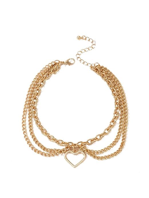 oralia Women Beach Jewelry Fashion Gold Color Heart Charm Multilayer Foot Chain Anklets-picture-39