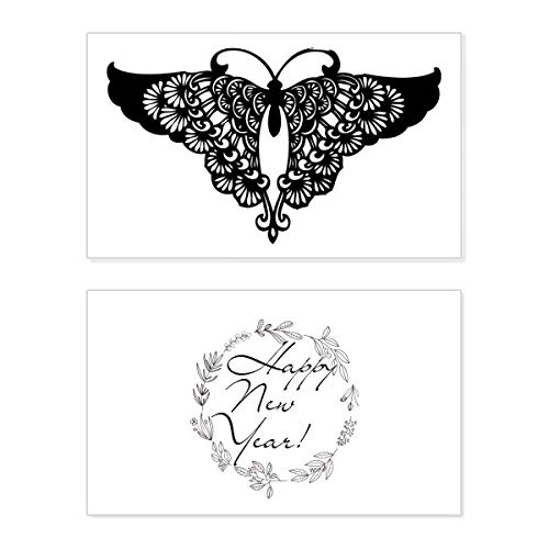 Tarjeta de felicitación de año nuevo con silueta de mariposa para regalo