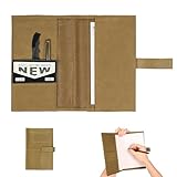 Tactical Notebook Cover 8x5 Inch Oxford Cloth Field Notebook Protector with Patch Panel Multifunctional Storage for Outdoor Daily Use (Khaki)