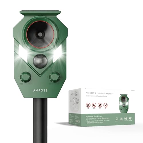 Fox & Cat Repellent for Gardens UK Rechargeable Ultrasonic Animal Deterrent with Motion Sensor Solar Powered & Rechargeable with USB-C No-Spray Humane Protection | IP65 Rated - 2 Years Warranty