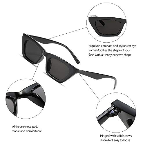 BOJOD Square Cat Eye Sunglasses For Women Fashion Vintage Trendy Cateye Sunglasses For women Black4