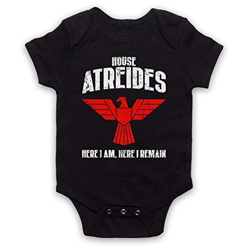 My Icon Art & Clothing Dune House Atreides Here I Am Here I Remain Sci FI Novel - Pelele para bebé Negro 3-6 Meses Cover