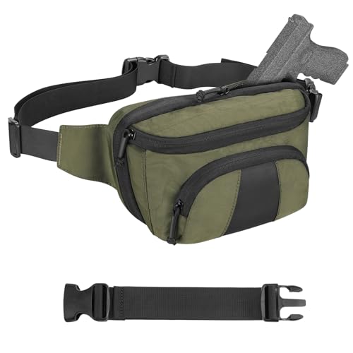 NOOLA Tactical Fanny Pack Compact Lightweight Waist Pack for Men Women CCW Bag with Holster and Zippered Pockets Adjustable EDC Waist Belt Bag for Cycling Hunting Running Hiking (Green)