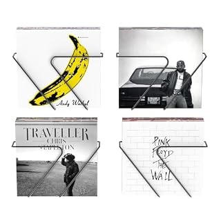 Vinyl Wall Mount Modern X Sahpe, Metal Wire Vinyl Holder Wall, Hanging Record Holder Set of 4, Record Display and Shelf Hanging, Shelf Storage Mount for Records , Wall-Mounted Album Storage and Holder - Les Beatles, Paul McCartney, John Lennon, RIngo Starr, George Harrison