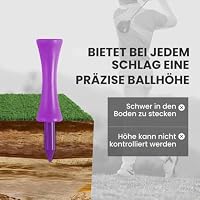 Golf Tees Kunststoff Driver 32 39 45 51 58 70 mm Set Wert 50 Stück, Golftee Lang Plastik Rot Blau Gelb Weiß Bunt, Premium Langlebig Abstufung Castle Tee 1-1/2" 1-3/4" 2" 2-1/4" 2-3/4" (Lila 57mm) – Ansicht 4