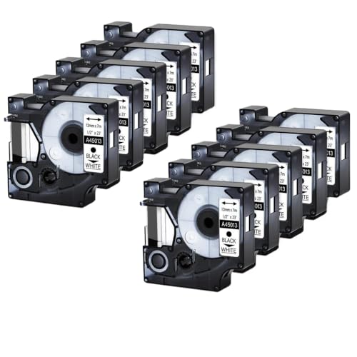 Cinta de etiquetas de 12 mm de alta legibilidad para impresoras Duo 3M PL150, pack de 10
