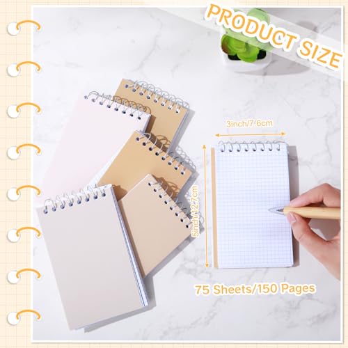 Image of Teling 50 Pcs Spiral Graph Paper Memo Pads Bulk 3x5 Inch Small Note Pads Top Spiral Pocket Graph Notebook 75 Pages Mini Grid Steno Notepads for Writing Sketching Drawing School Office Work Supplies
