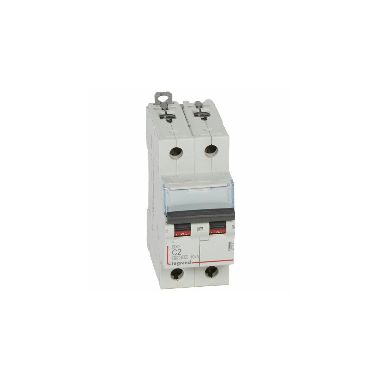 Legrand Disjoncteur miniature magnétothermique 2P, 10 kA, 2 A, courbe C, arrivée haute/départ bas, 2 modules, réf. 407777