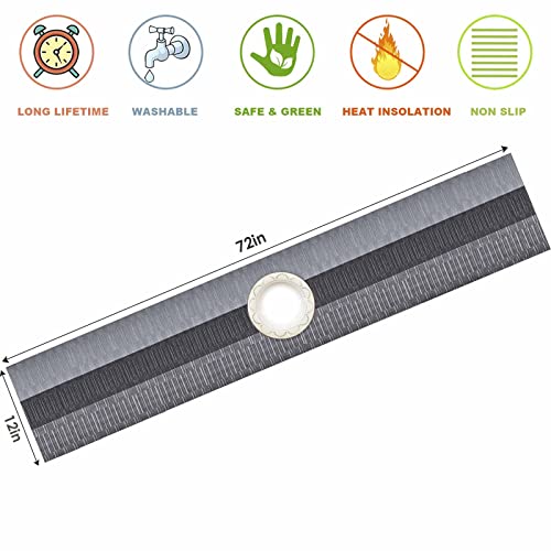 Giverare Table Runner, 12X72In Heat-Resistant Woven Vinyl Long Tabletop, Non-Slip Washable Pvc Table Runners, Easy To Clean Premium Plastic Dresser Cover For Wedding, Decor, Home (Black+Silver) #TOP1