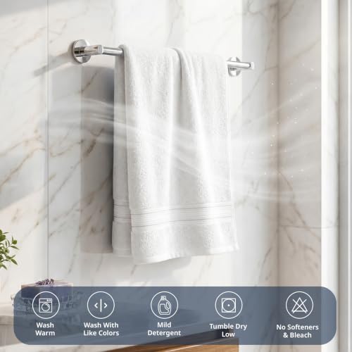 Image of LANE LINEN Luxury Bath Towels Set - 1 Piece, 100% Cotton Bathroom Towels, Zero Twist, Quick Dry Absorbent Bath Towel, Super Soft Gym Towel - White