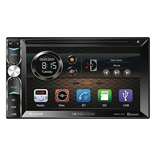Soundstream VR-620HB VR-620HB 6.2-Inch Double-DIN DVD Head Unit with Bluetooth and Android MHL PhoneLink