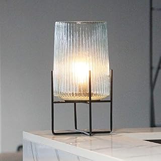 MJ PREMIER Battery Operated Lamps, Battery Powered Lamp Glass Shade, Assemble Metal Stand, Battery Table Lamps LED Bulb, Gifts for Home, Table Decorations for Dinner Indoor/ Outdoor (Aqua)