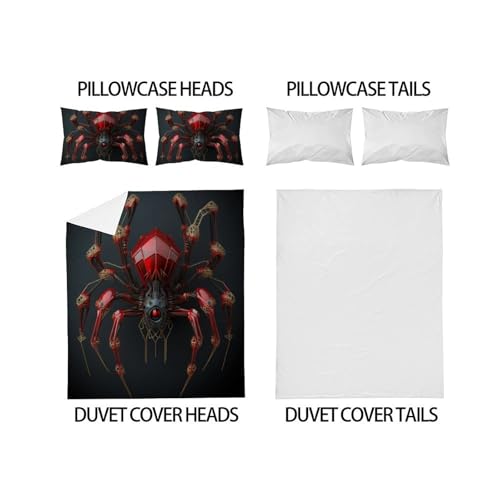 Housse de couette araignée microfibre anti-plis ensemble lit double garçon