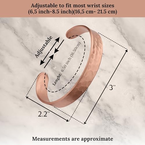 Handmade Pure Copper Bracelet for Women and Men - Thickest Copper Bracelet for Pain Relief and Stress Relief - Adjustable Carved Copper Bracelets to Fit many Size Wrist -The most ideal thickness, with a thickness of 2 mm, easy to shape. (Plain)2