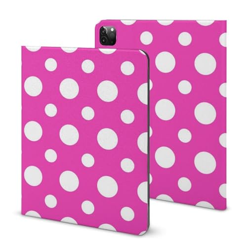 Housse iPad Pro 11 slim rose à pois, idéale pour travailler au café