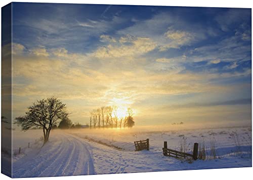 wall26 Canvas Print Wall Art Sunset Landscape in Winter with