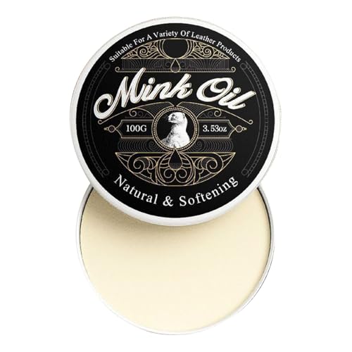 Huile de vison pure, nettoyant pour cuir – 100 g de fournitures de nettoyage, pâte hydratante entièrement naturelle pour chaussures, vêtements, sacs,...