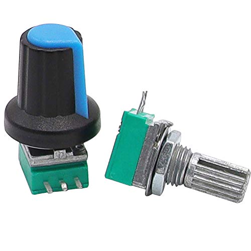 TWTADE 12Pcs Single Linear Rotary Seal Amplifier Potentiometers Type 5k,10K,20K,50K,100K,500K(Each 2)Ohm Knurled Shaft 3Pin RK097N-3-5k-500k