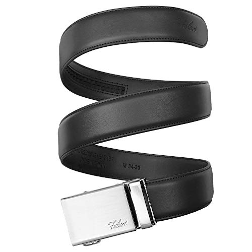 Image of Falari Men Unisex Genuine Leather Ratchet Dress and Casual Belt, Automatic Sliding Buckle, Trim to Fit