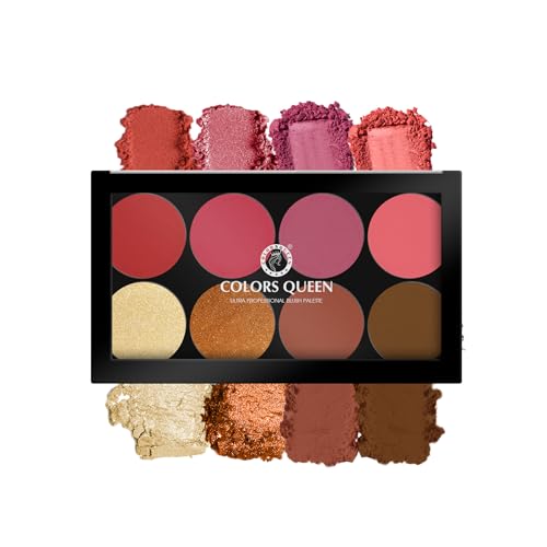 Colors Queen Ultra Professional Blush Palette with Shimmer Highlighters and Contour | Highly Pigmented & Easy to Blendable Shades | Lightweight Blush and Highlighter Palette (Shade – 01)