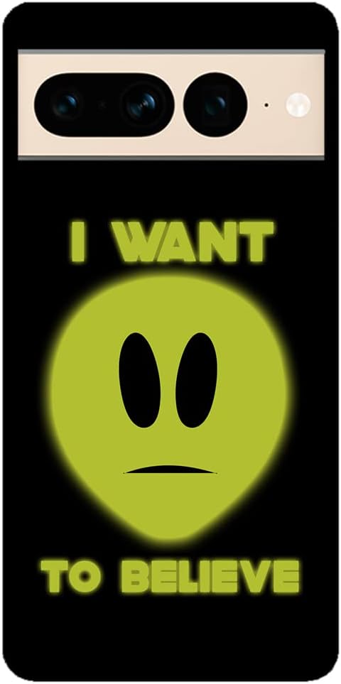 Area 51 Raid I Want to Believe Alien Head Black Rubber Phone Case Compatible With Google Pixel 10, 10 Pro, 10 Pro XL, 9a, 9 Pro, Pixel 9, Pixel 9 Pro XL, 8a, 8 Pro, 8, 7, 6, 6a, 6 Pro, 5, 4