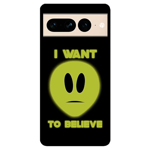 Area 51 Raid I Want to Believe Alien Head Google Pixel Black Rubber Phone Case Compatible With Google Pixel 7, Pixel 7 Pro, Pixel 6a, 6 Pro, 6, 5,