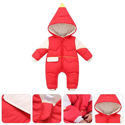 Amosfun Macacão Vermelho de Inverno Macacão para Bebês Com Capuz Quente E Manga Comprida para Bebês