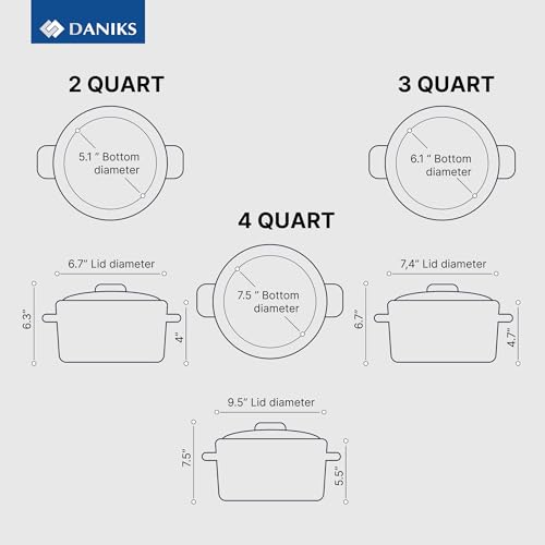 Image of Daniks Classic Stainless Steel Kitchen Induction Pot Cookware Set | 6-Piece | Dishwasher Safe Pots with Lid | 2 Quart + 3 Quart + 4 Quart | Measuring Scale | Silver