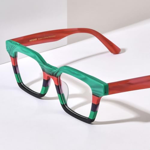 Image of HEPIDEM Matte Multicolor Acetate Glasses Frame Men Vintage Square Eyeglasses Optical Spectacles 9289