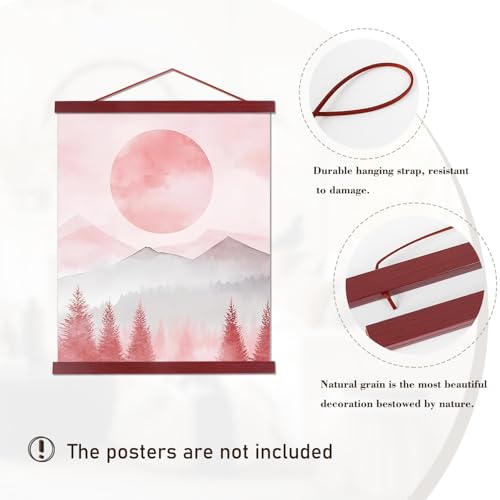 Image of Artmag Magnetic Poster Hanger Frame, 9x24 9x12 9x11 Light Wood Wooden Magnet Canvas Artwork Print Poster Hangers Frames Hanging Kit (Mahogany, 9 inch)