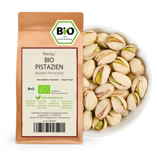 Kamelur 1kg BIO Pistazien geröstet und gesalzen, in der Schale gesalzene und geröstete Bio...