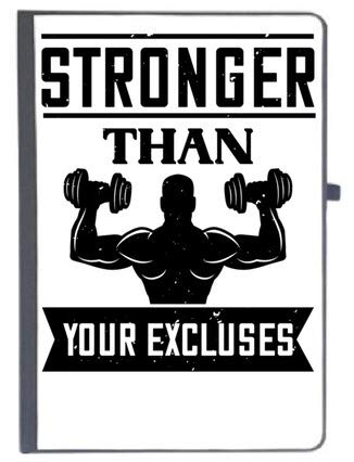 UDNAG Ruled Notebook Diary 'Gym | Stronger Than Your excluses', [A5 80Pages 80GSM]