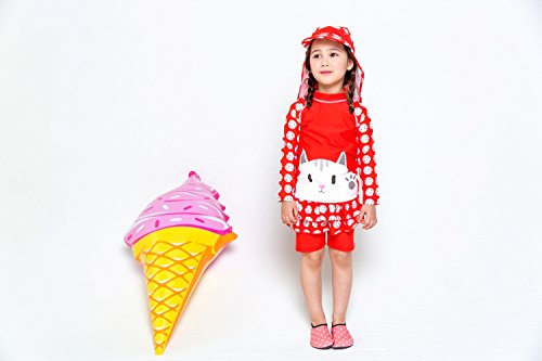 Image of VAENAIT BABY Girls Rash Guard Swimsuit UPF 50+ Long Sleeve Toddler Bathing Suit Ribbon Stawberry Floral Fruit for 2~8Years