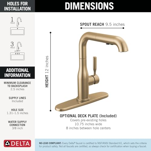 Delta Faucet Almari Pull-Out Kitchen Faucet, Gold Kitchen Faucets with Pull-Out Sprayer, Kitchen Sink Faucet, Faucet for Kitchen Sink with Magnetic Docking, Champagne Bronze 16943-CZ-DST by DELTA - Image 4