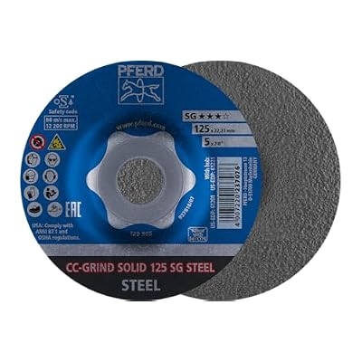 PFERD CC-Grind-Solid Grinding Disc, 5 x 7/8 - SG Steel, Ceramic - High-Performance Grinding Disc for Precision Steel Work - Innovative Design Delivers Rapid Results - Part 61201