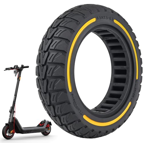 VOLOHAS 9.5 x 2.5-6.1 Solid Rubber Tyres 9.5 Inch Solid Tyres for NIU KQi3 Sport/Pro/Max Electric Scooter Front or Rear Replacement Tyres Solid Tyres Honeycomb Tyre Non-Slip Puncture Proof (Yellow,