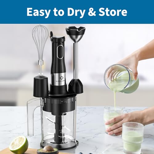LINKChef 4 in 1 Immersion Blender Handheld, 800W with Titanium Steel Blades, 20 Speeds, Turbo Mode, Scratch-Resistant Stick Hand Blender with Whisk & Food Processor by LINKChef - Image 9